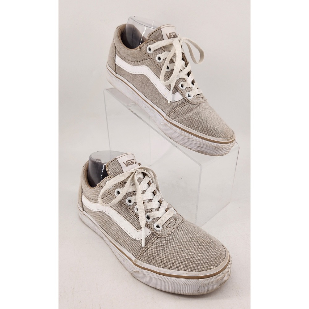 Vans Old Skool Sneakers Women 6.5 Gray White Canvas Low Top‎ Skate Shoes 500714